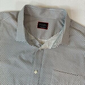 Untuckit Mens Shirt X Large White Blue Geometric Short Sleeve Nylon Stretch